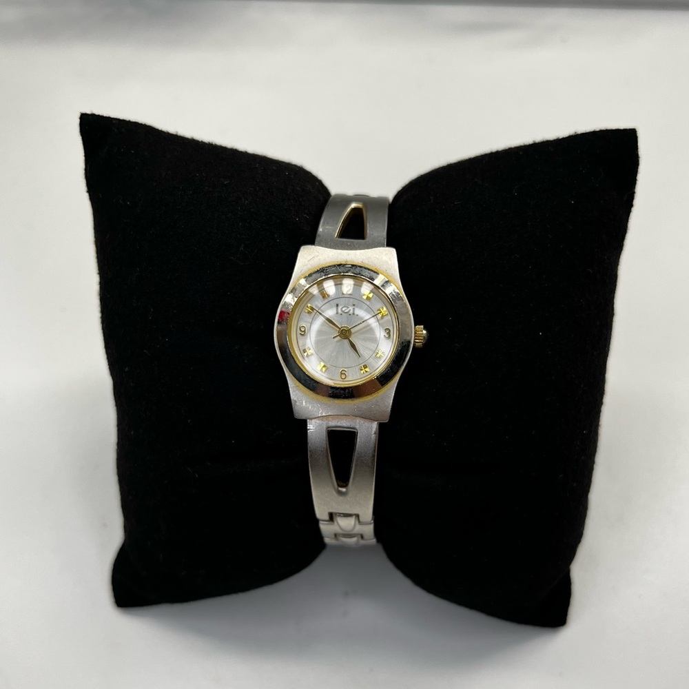 LEI Watch Women Silver Gold Stainless Steel Water Resistant Battery White Quartz